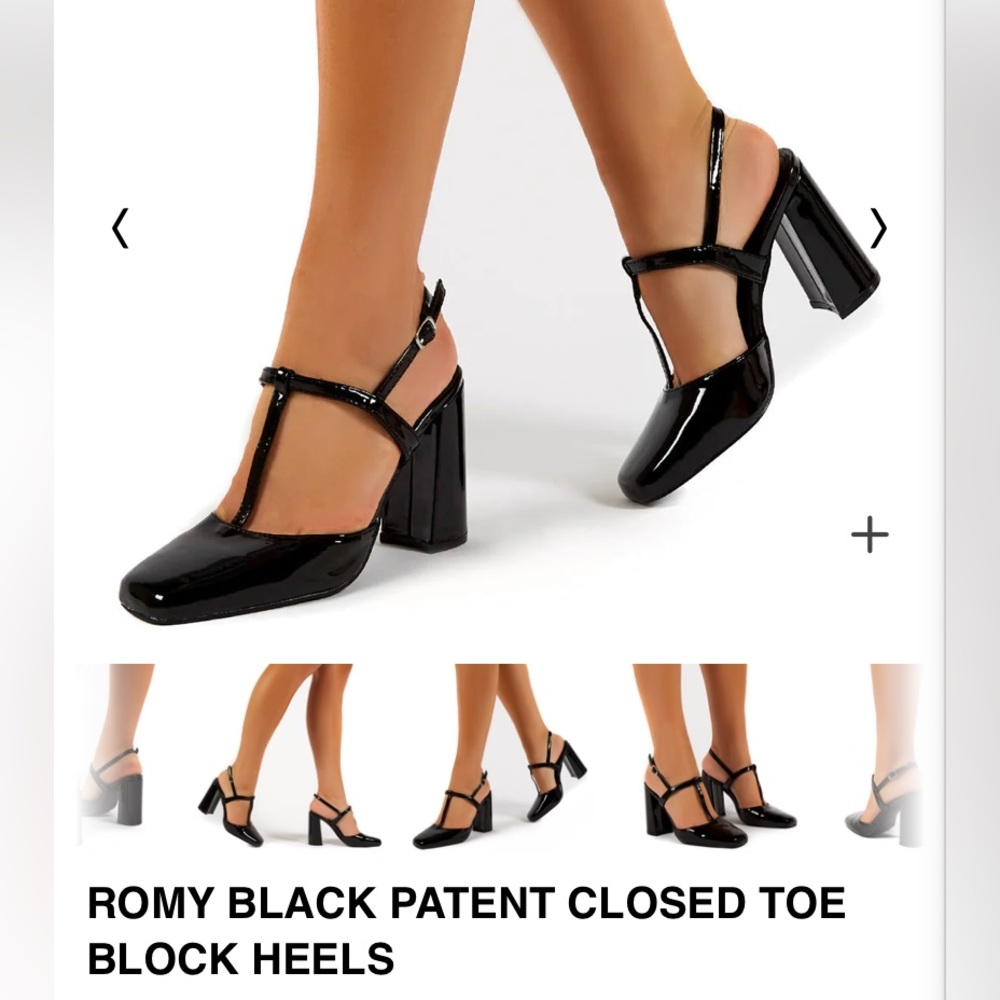 Black Patent Leather Closed Toe Block Heels - Romy Cute & Preppy
